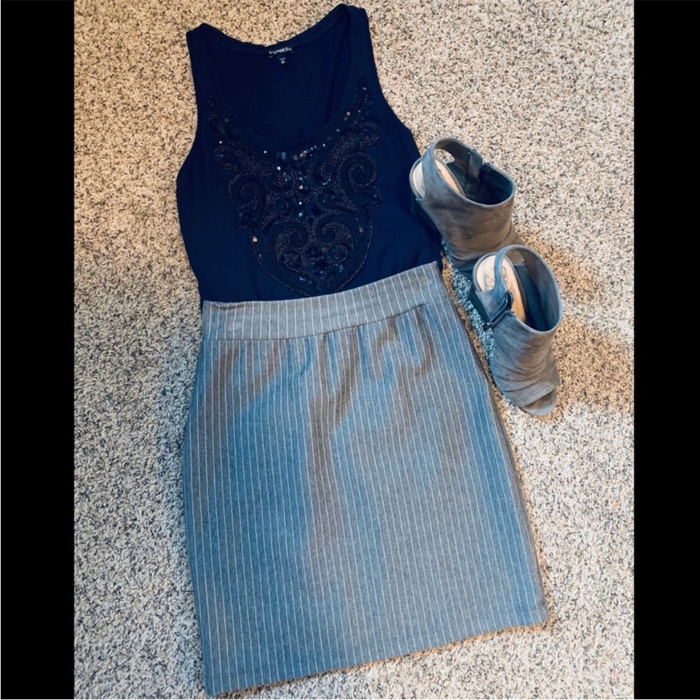 Gray Pinstripe Skirt - Picture 2 of 5